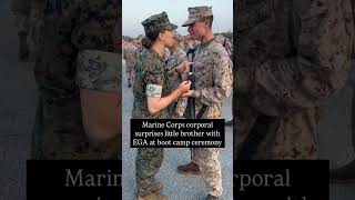 Corporal surprises little brother with EGA at boot camp ceremony marinecorps usmilitary semperfi [upl. by Nicky190]