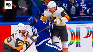 Zach Whitecloud Hit Elbow to Face Matthew Knies  Maple Leafs Golden Knights Highlights [upl. by Kciremed]