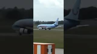 Thompson Fly B737 Arr  Doncaster airport aviation boeing landing dsa jet crew aircraft [upl. by Amyaj565]