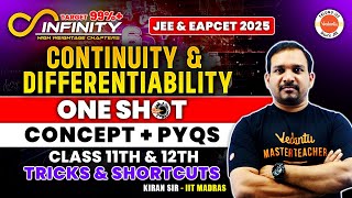 Continuity amp Differentiability  One Shot  Concept  PYQs  JEE amp EAPCET 2025  AP amp TS  Kiran Sir [upl. by Navaj]