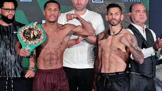 DEVIN HANEY amp JORGE LINARES WEIGH IN amp FACE OFF BOTH SHREDDED AHEAD OF TITLE FIGHT [upl. by Aneala614]