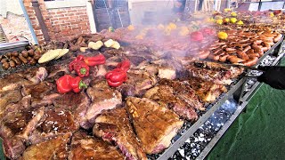 Giant Grill of Meat from Argentina Street Food Fair in Italy Gusti di Frontiera Gorizia [upl. by Ahsennek]