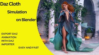 Simulation Daz cloth on Blender  Export Daz animation on blender easy [upl. by Nari]