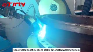 The ATINY Laser Seam Tracker collaborates with the Canop Robot to automatically weld flange [upl. by Nabalas605]