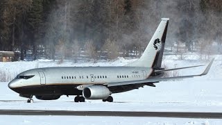 Rare Private B7377BCBBJ VPBRT landing at SamedanEngadin airport [upl. by Morgan]