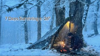 7 Days Surviving a 26° in snowstorm  winter camping [upl. by Scarrow651]