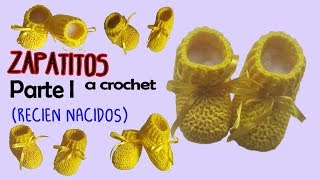 Zapatitos a crochet recien nacido Parte 1 unisex  salida del hospital [upl. by Lletram]