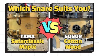 TAMA Starclassic Maple VS Sonor Cottonwood ㅣ Same Tuning Snare Sound Comparison [upl. by Anileuqcaj]