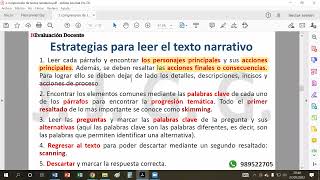 Estrategias para leer textos narrativos práctica nochecita [upl. by Platas]