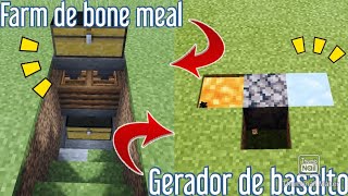 Como fazer Farm de farelo de osso e gerador de basalto no Minecraft [upl. by Anail517]