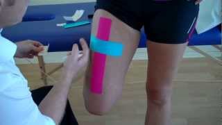 How to apply Kinesiology Taping for a strain of the Rectus Femoris  Quadricep muscle strain [upl. by Eniamret]