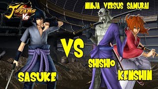 JStars Victory VS  Ninja Versus Samurai Sasuke vs Kenshin amp Shishio 1v2 [upl. by Doownel840]