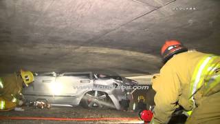 Fatal SUV Crash Wedged Under Bridge  Boyle Heights RAW FOOTAGE [upl. by Niasuh]