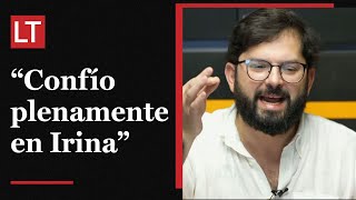 Boric da su respaldo a Irina Karamanos tras denuncia y acusa intento de quotempatequot [upl. by Ladnar]