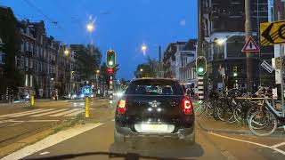 Amsterdam at night dashcam From Surinameplein up the Overtoom toward Leidseplein in my Fiat Panda [upl. by Wulfe]