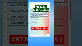 MID Function in Excelexceltech excel [upl. by Ettereve]