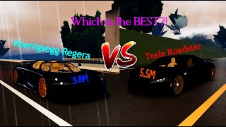 Koenigsegg Regera VS Tesla Roadster Driving Empire [upl. by Gristede]