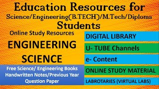 Education Resources for Science Engineering BTECH MTech Diploma Students  Best UTUBE Channel [upl. by Anawak]