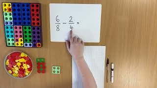 Year 5  Subtracting fractions with denominators that are multiples of each other  Numicon [upl. by Khosrow]