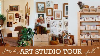 Art Studio Tour  natural boho cottage cozy art studio [upl. by Lela]