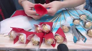 CHOCOLATE BOUQUET FERRERO ROCHER DIY GIFTS IDEA [upl. by Eyllib]