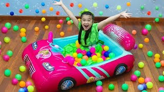 Hana Pretend Play w Barbie Car Inflatable Ballpit Ball Toys for Kids [upl. by Vince]