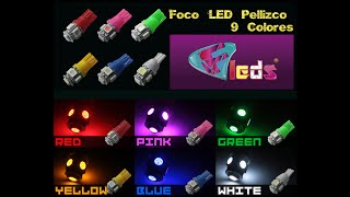 Foco Led T10 5 Leds 5050 Auto y moto en 7 Colores [upl. by Ardeen255]