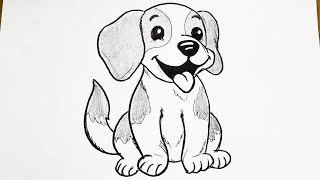 How to draw a dog easy step by step  Dog drawing [upl. by Albrecht459]