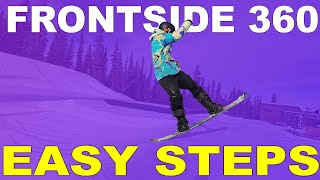 How to FRONTSIDE 360 a jump on a snowboard [upl. by Ytirahc]