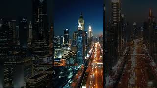 Dubai Roads at Night in Slow Motion 🌙  Stunning Aerial Drone Footage burjkhalifa travel dubai [upl. by Araldo]