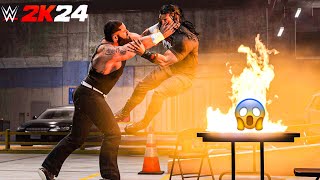 Braun Strowman throw Roman Reigns on Fire 🔥  WWE 2K24  GAMEPLAY  XBOX SERIES S  BACKSTAGE BRAWL [upl. by Kati]