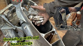 no one ever tried bolt threading repair using old sparkplug boat enginenyendetapsandDiesWorkshop [upl. by Lundquist]