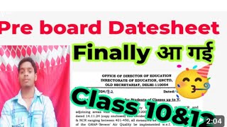 pre board date sheet  time table 2024 class12th [upl. by Onileva596]