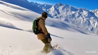 FREERIDE POWDER SNOWBOARDING IN ISCHGL TIROL 2024 Insta 360 X3 [upl. by Nylorac]