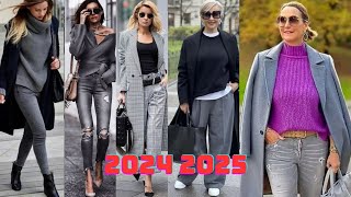 MODA TENDENCIA OTOÑO INVIERNO 2024 2025 REALZA TU ELEGANCIA UTILIZANDO EL COLOR GRIS ASÍ [upl. by Ehttam]