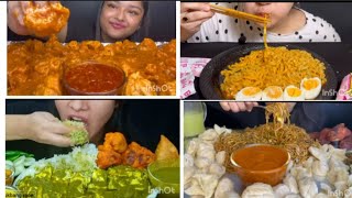 testy chicken biryani and noodles eating asmr lll mukbang asmr food viral [upl. by Nylodnarb]