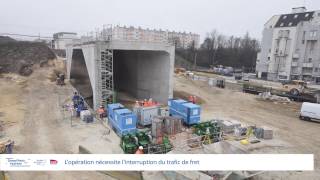 Timelapse à Champigny  la construction et le ripage du pontrail résumés en 3 min [upl. by Ahsenek439]