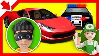 Cartoon police cars for children Police chase  Little Smart Kids [upl. by Euhsoj533]