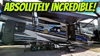 The first RIVERSTONE TOY HAULER Fifth Wheel RV 45BATH EXCLUSIVE [upl. by Atinauq437]