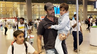 Fardeen Khan With His Children Spotted At Airport [upl. by Almeda]