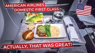 BRUTALLY HONEST  Domestic First Class on American Airlines Boeing 737800 [upl. by Anaidni133]