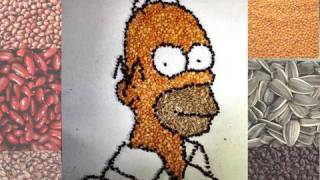 Homer Simpson Drawn With BEANS [upl. by Nniuqal]