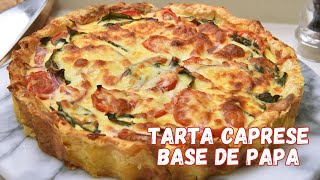 Receta Tarta Caprese con masa de papa sin harina [upl. by Kos]