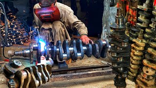 How to Repair Broken Crankshaft  Rebuilding a Wrecked Crankshaft  Welding a Broken Crankshaft [upl. by Crain774]