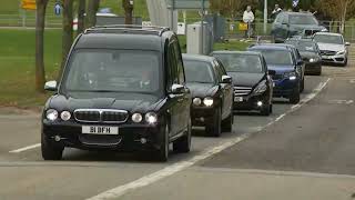 Alex Salmonds hearse is joined by Yes bikers and activists on his final journey home [upl. by Filide]