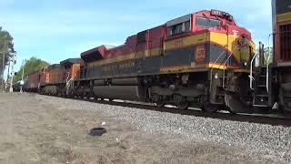 CSX B 650 05 by the SE Cherryville 4724 siding to main BNSF and KCS SD70ACe wind up [upl. by Shanney]