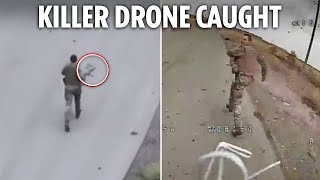 Incredible moment Russian soldier catches kamikaze drone that chased him down before fatal blast [upl. by Assile]