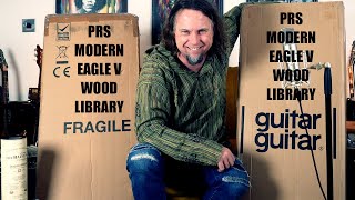 UNBOXING 2X PRS Modern Eagle V Wood Library [upl. by Akkin]