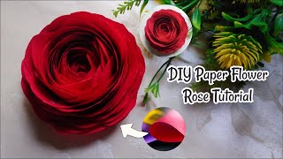 How to make rose with paper  Paper Rose Making Idea  Easy flower making with paper  Paper Flower [upl. by Dilisio700]