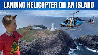 Ride Along Bell Helicopter Lands on Rugged Lighthouse Island [upl. by Ynattib397]